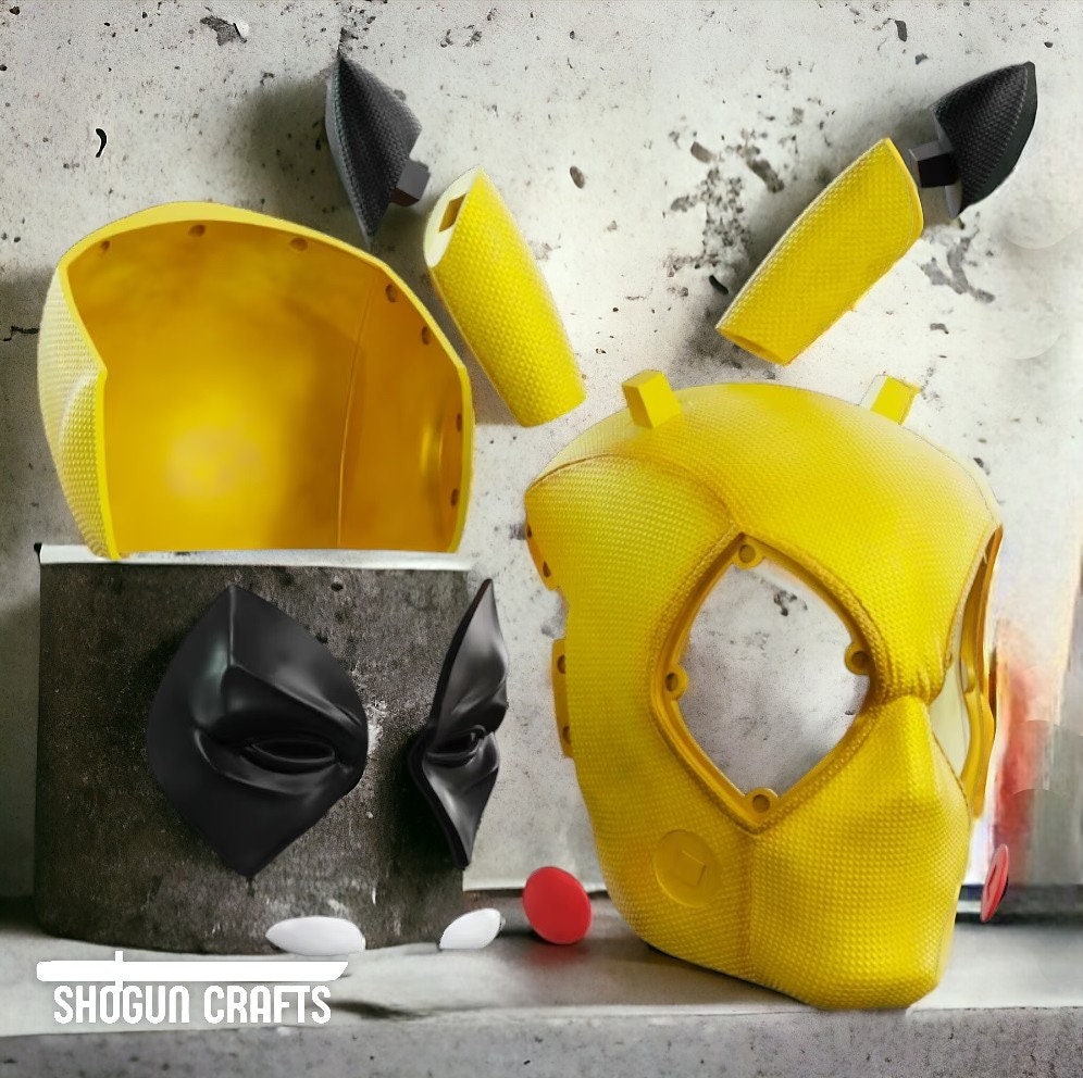 Pikachu Deadpool Mask 3D Stl Files Magnetic Pikachu Deadpool Helmet 3D ...