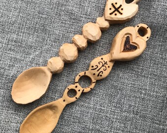 Welsh Lovespoon Traditional - Handmade Hand-Carved/Whittled Basswood Wooden Spoon