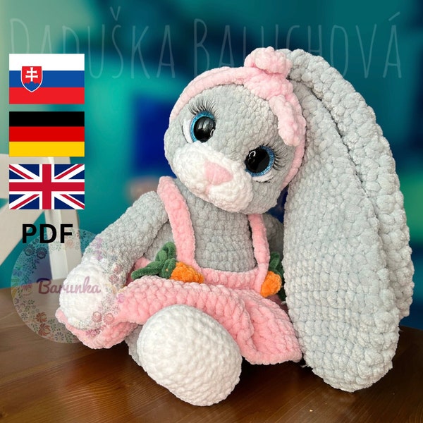 Crochet Lady Bunny Pattern PDF - Crochet Easter Bunny Tutorial - Crochet Bunny in Skirt - Crochet Rabbit with Long Ears - Crochet Bunny Girl