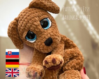 Chiot Lovey au crochet, motif PDF, chiot au crochet, motif Lovey pour chien au crochet, peluche chiot au crochet, peluche chien au crochet, tutoriel chien