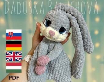 Crochet Bunny Lovey Pattern PDF - Crochet Soft Bunny Tutorial - Crochet Cute Cuddly Bunny - Crochet Big Ears Bunny - Crochet Toy for Kids