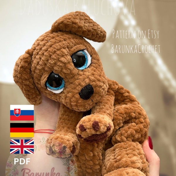 Crochet Cachorro Lovey PATRON PDF - Ganchillo cachorro PATRON - Crochet Perro Lovey - Crochet Cachorro Felpa - Crochet Perro Felpa - Tutorial Perro