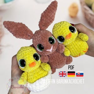 Crochet Easter Pattern - Crochet Mini Animal Pattern - Easter Crochet Pattern - Crochet Chick Pattern - Crochet Bunny Pattern - LowSew