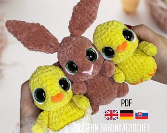 Crochet Easter Pattern - Crochet Mini Animal Pattern - Easter Crochet Pattern - Crochet Chick Pattern - Crochet Bunny Pattern - LowSew