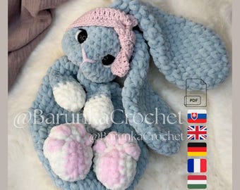 crochet bunny lovey pattern pdf - crochet bunny pattern - crochet bunny snuggler - crochet bunny plush - amigurumi bunny pattern - amigurumi