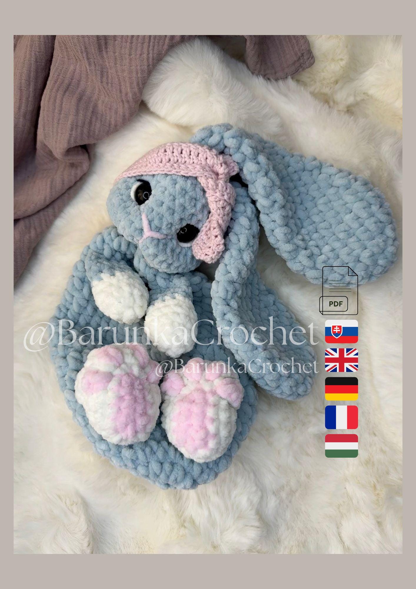 crochet bunny lovey pattern pdf - crochet bunny pattern - crochet bunny snuggler - crochet bunny plush - amigurumi bunny pattern - amigurumi