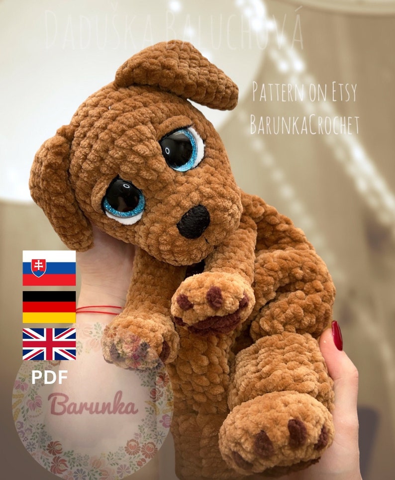 Crochet Puppy Lovey MUSTER PDF Häkelanleitung für Welpen Häkelhund Lovey Häkelwelpe Plüschtier Häkelanleitung Bild 1