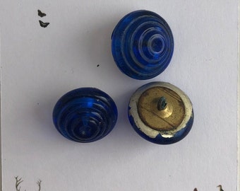 Vintage cobalt blue glass buttons