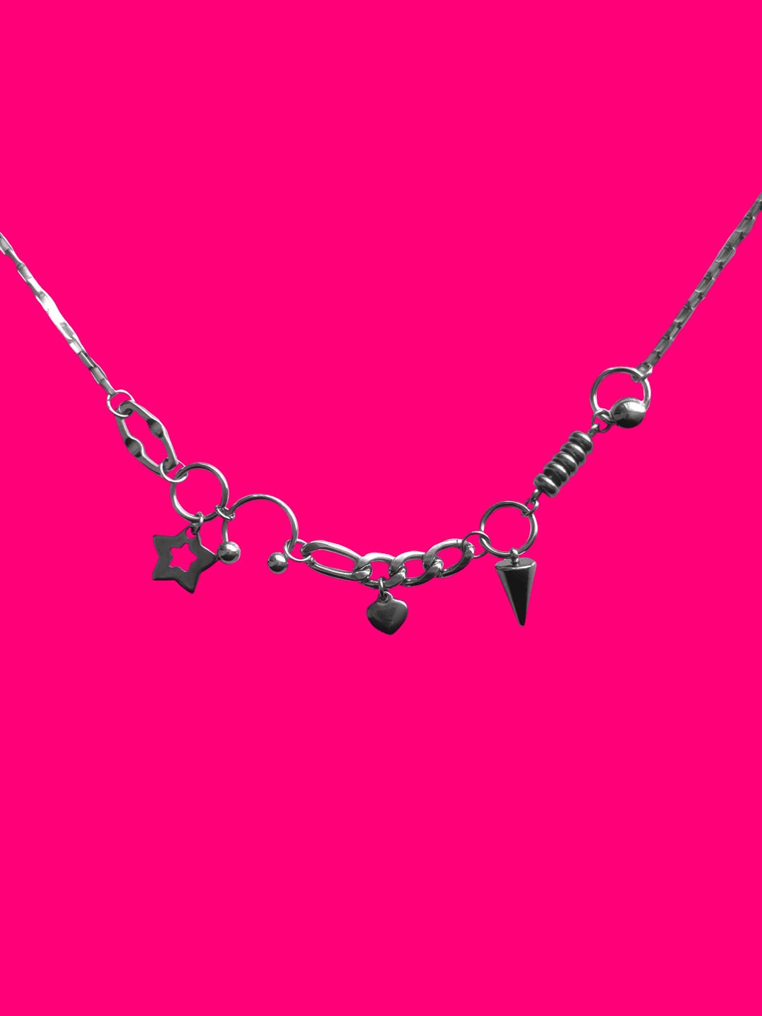 ●VVV● Funky Star Bold Chain Surgical Necklace 24SSNK106SVF VVV] Funky Star Bold Chain Surgical Necklace | もごつ