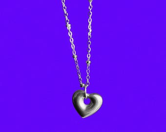 stainless steel chunky heart necklace | silver heart necklace | grunge Y2K silver heart chain | hypoallergenic waterproof necklace