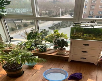 Rustieke houten plantenstandaard voor balkon - Handgemaakte bloemendisplay voor buiten