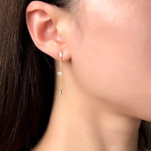 Diamond Drop Earrings Minimalist Dainty Marquise Dangle Earrings For Wedding Jewellery For Bridesmaids Gift For Mother&#39;s Day Gifts For Women