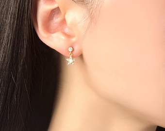 Starburst Huggie Earring Gold Minimalist Earring Silver Opal Stud Earring Gold Stars Christmas Opal Earring Hoop Earring For Christmas Gifts