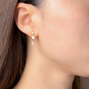 Opal Chain Drop Earrings Minimalist Opal Drop Stud Earring For Daughter Christmas Earring Gift Set For Niece Dangling Opal Stud Earring Gold