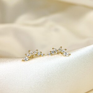 Marquise Diamond Earring Minimalist Flower Stud Earring In Gold & Silver Earring For Sister Birthday Earring Gift Set For Daughter Christmas