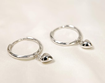 Boucles d'oreilles coeur Huggie en argent sterling coeur pendantes Huggie Hoop boucle d'oreille amour coeur boucle d'oreille de Noël pour fille cadeau d'anniversaire pour elle