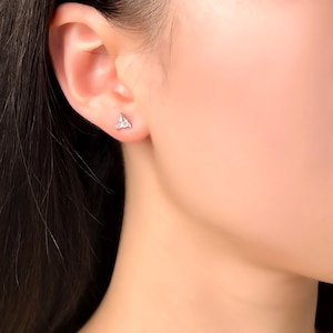 Triangle Diamond Stud Earrings For Women Birthday Jewellery Minimalist Geometric Earrings For Stacking Earrings Sterling Silver Gift For Her
