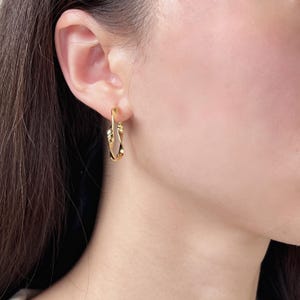 Large Twisted Hoop Earrings Bold Geometric Hoops Earrings Silver Statement Earrings Minimalist Jewelry For Women Birthday Gift For Daughter