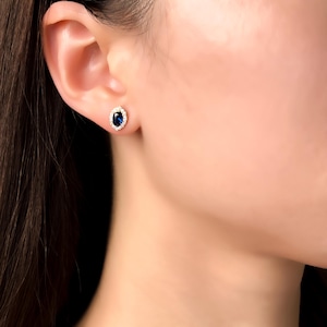 Royal Blue Sapphire Stud Earrings Blue Bridal Grown Earrings Ruby Wedding Anniversary Gifts For Women Diamond Earring For Wedding Bride Gift