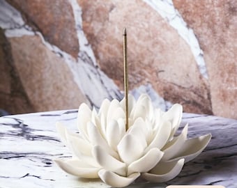 Ceramic Handmade Blossoming Lotus, Cute Incense Stick Holder, Incense Burner, Unique Flower Incense Holder, Decorative Gift, Home Decor Gift