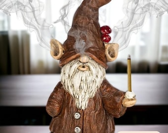 Gnome Incense Stick Holder, Unique Handmade Resin Home Desktop Burner, Smoking Gnome Incense Cone Burner Design, Meditation Gifts For Her