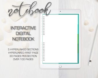 Green Digital Notebook - Works on Goodnotes on iPad