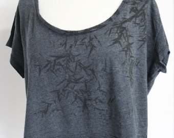 Black Bamboo Crop top T Shirt