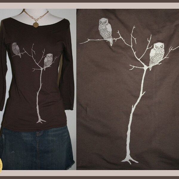 Brown Tree Owls Boat Neck