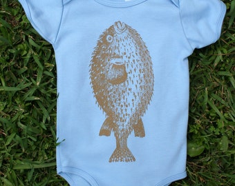 Blue and Brown Puffer Fish Onesie