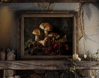 Digital Download - Rustic Forest Floor with Fungus and Berries
