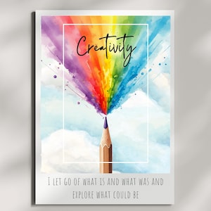 Pôster de Criatividade: Arte inspiradora a lápis colorido para impressão, pôster motivacional e afirmação positiva (download digital)