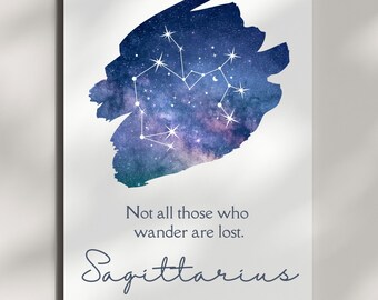 Sagittarius Constellation Watercolor Art Print: Zodiac Galaxy Decor (Digital Download)