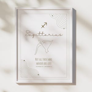 Sagittarius Zodiac Wall Art Printable, Minimalist Astrology Decor, Inspirational Quote, Digital , Modern Horoscope Print, Sagittarius Gift