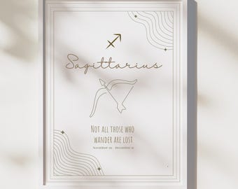 Boogschutter sterrenbeeld print: minimalistische astrologie kunst aan de muur (digitale download)
