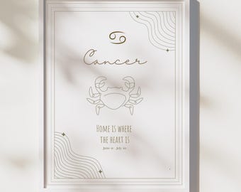 Cancer Zodiac Art Print: Minimalist Horoscope Decor (Digital Download)