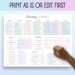 All-In-One Cleaning Schedule Household Maintenance - featuring daily, weekly, monthly, quarterly, semi-annual, & annual tasks, includes A4 A5 US Letter editable and printable PDF -instant digital download, ADHD cleaning checklist, Cleaning Planner, Printable Planner, Home Cleaning, Chore Chart, Daily Cleaning, Weekly Cleaning, Monthly Cleaning Schedule, Printable Planner, Home Cleaning, Chore Chart, Daily Cleaning, Weekly Cleaning, Monthly Cleaning, Household Planner, Cleaning Checklist