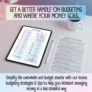 Collection of printable ADHD financial tools including a debt avalanche tracker, subscription tracker, and monthly bill organizer. Designed for adults with ADHD to simplify personal finance routines with editable, fillable PDF worksheets. Ideal for those needing a neurodivergent-friendly budget planner that reduces mental load and improves money clarity. Perfect for binder inserts or digital budgeting in multiple paper sizes.  Bonus budgeting strategies & tips for effective money management.