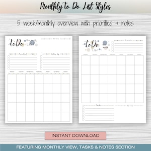 A bundle of 10 diverse to-do list templates, featuring layouts for daily, weekly, and monthly planning, goal setting, and prioritizing tasks. This digital download includes editable and printable PDFs, allowing for flexible organization and customization. Perfect for boosting productivity and staying organized.  Beautiful and fun ADHD to do list, printable, editable, productivity, planner, goals, digital download, instant download.
