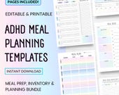 ADHD Meal Planning Templates: Editable Kitchen Inventory, Grocery List (Printable PDF)