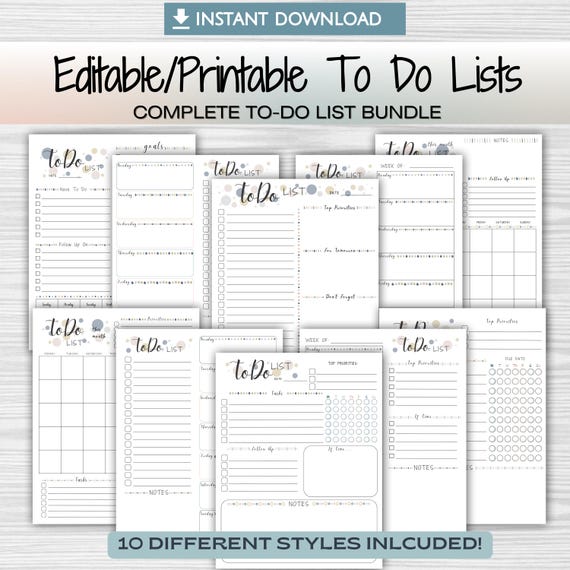 Printable To-Do List Bundle: Daily, Weekly, Monthly Planner (Digital Download)