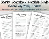 Editable Cleaning Checklist Bundle: Daily, Weekly, Monthly (PDF)