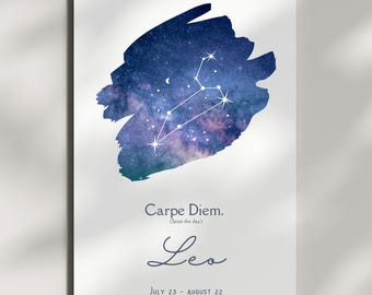 Leo Constellation Art Print: Zodiac Galaxy Decor (Digital Download)