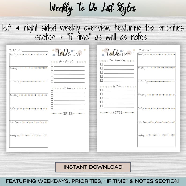 A bundle of 10 diverse to-do list templates, featuring layouts for daily, weekly, and monthly planning, goal setting, and prioritizing tasks. This digital download includes editable and printable PDFs, allowing for flexible organization and customization. Perfect for boosting productivity and staying organized.  Beautiful and fun ADHD to do list, printable, editable, productivity, planner, goals, digital download, instant download.