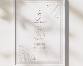 Leo Zodiac Art: Minimalist Horoscope Printable (Digital Download)