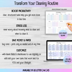 All-In-One Cleaning Schedule Household Maintenance - featuring daily, weekly, monthly, quarterly, semi-annual, & annual tasks, includes A4 A5 US Letter editable and printable PDF -instant digital download, ADHD cleaning checklist, Cleaning Planner, Printable Planner, Home Cleaning, Chore Chart, Daily Cleaning, Weekly Cleaning, Monthly Cleaning Schedule, Printable Planner, Home Cleaning, Chore Chart, Daily Cleaning, Weekly Cleaning, Monthly Cleaning, Household Planner, Cleaning Checklist