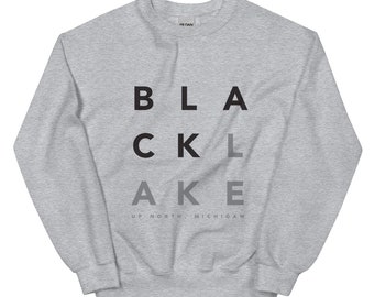 Black Lake, MI Block Stack Unisex Sweatshirt | Summertime in Northern Michigan