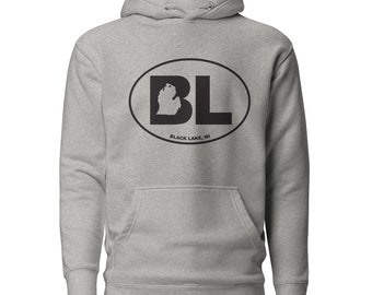 Black Lake, MI BL Oval Unisex Hoodie | Up North Michigan Sweatshirt