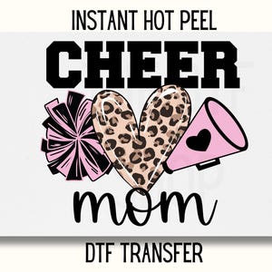 Cheer Mom DTF Transfer, Cheer Mom leopard DTF Transfer Ready to Press, cheerleader mom Dtf, Spirt wear DTF Transfer, pom pom leopard dtf