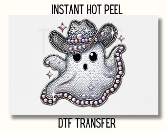 Halloween DTF  Faux Sequin ghost patch DTF, Trendy Halloween Dtf transfer, Halloween girl DTF Transfer Ready to Press, Sparkly cowgirl