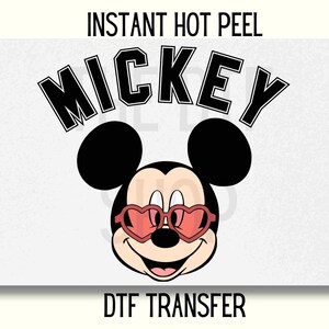 Retro Mickey Mouse Heart Glasses Dtf transfer, Valentines Day DTF Transfer Ready to Press, Mickey Mouse dtf, Disney dtf, Disneyworld